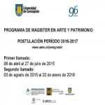 Imagen POSTULACIÓN PERÍODO 2016-2017 “PROGRAMA DE MAGISTER EN ARTE Y PATRIMONIO”
